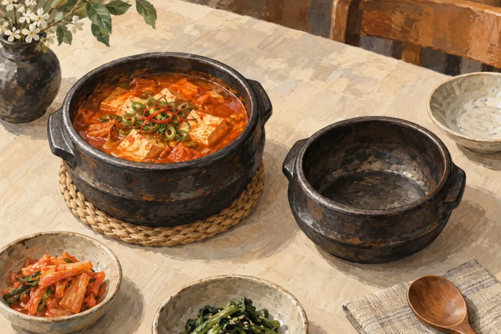 韓国チゲ用の器を選ぶイメージ
