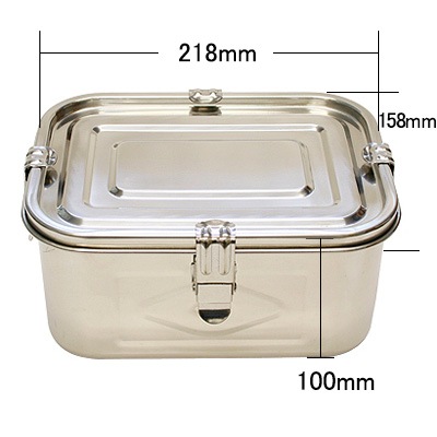 キムチ容器 (密閉容器　ステンレス角型・ﾊﾟｯｷﾝﾌｯｸ付：1号〜4号） 商品コード525019301