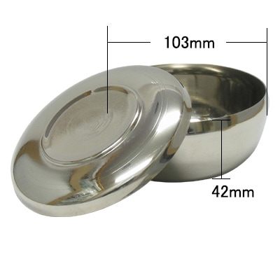 ステンレス韓国ご飯器(福）(蓋付)（直径：103mm高さ：42mm） 商品コード509032301