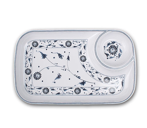 青タンポポ　円チョジャン皿　DS-7388　235*144*25 mm / 9.25*5.67*0.98 inch